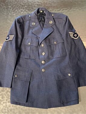 VTG 1949 US Air Force Wool Serge Dress Uniform Jacket Blue 84 Max Udell 38PS
